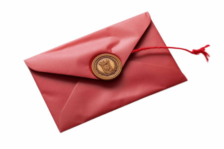 Sealed Envelope with Red Sealing Wax Isolated on Transparent Backgroundの素材
