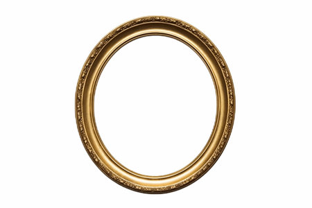 Golden Oval Picture Frame on Background.の素材