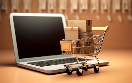 Product Package Boxes in Cart with Shopping Bag Convenient and Stylish Packagingの素材