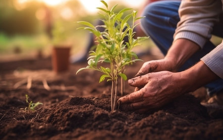 Person Planting Trees or Working in Communityの素材