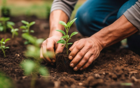 Person Planting Trees or Working in Communityの素材
