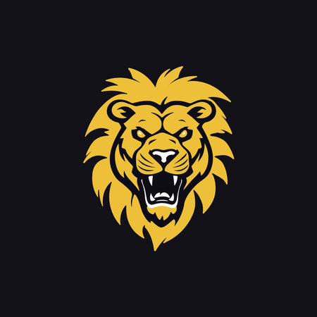 Lion head logo icon, lion face vector Illustrationのイラスト素材