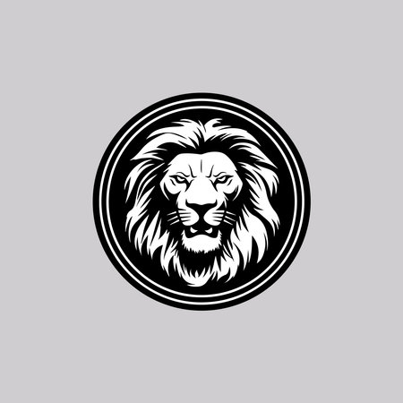 Vintage hipster lion head emblem logo design. Lion head line art vector iconのイラスト素材