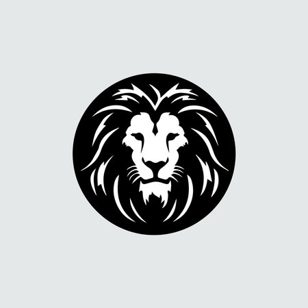 Lion head logo icon, lion face vector Illustrationのイラスト素材