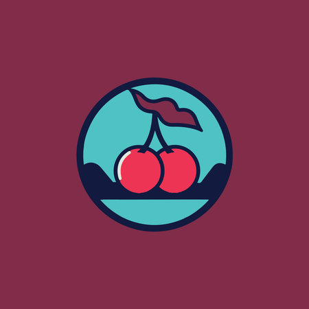 Cherry icon, vector fruit illustration, fresh healthy sweet cherries vector illustration
