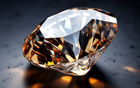 Exquisite Brilliance Diamond Displayed on a White Surfaceの素材