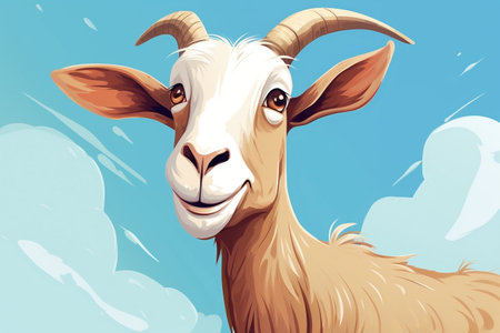 Playful Goat Cartoon-style Illustration of a Whimsical Goatの素材