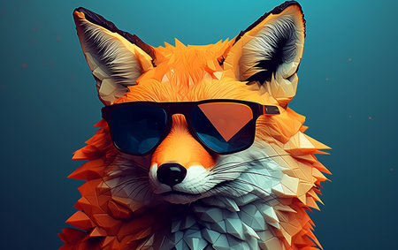 A fox donning sunglasses against a solid color backdropの素材