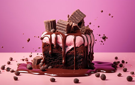 Delectable Brownie on a Pink Backgroundの素材