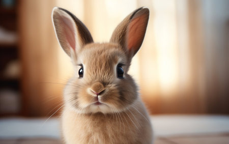 Close-Up of Adorable Baby Bunny Face. Generative AIの素材