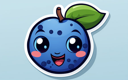 Cartoon Design: Simple Blueberry Stickerの素材