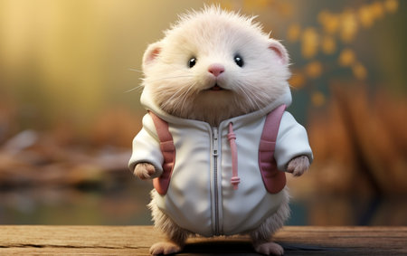 A full-body 3D render of a beaver with a playful expressionの素材
