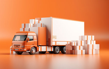 A 3D minimalistic representation of a shipping container in blueの素材