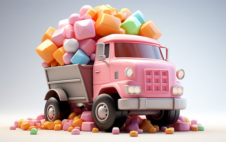 Tiny cute isometric dump truck emoji - Soft designの素材