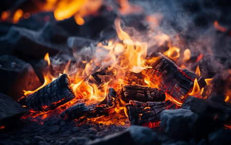 Glowing Embers A Photo of Burning Coals from a Fireの素材