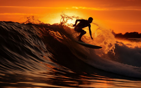 Ascending Sunsets: A Photo of a Silhouette Climbingの素材