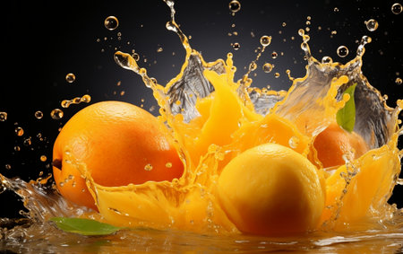 Succulent Mango Splashes of Juice as the Backgroundの素材