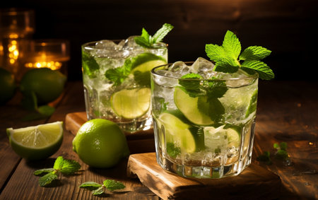Cocktail with Limes in Vintage Mugsの素材