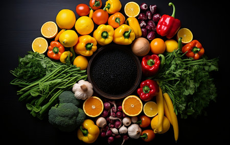 Table Topped with an Abundance of Fresh Produceの素材