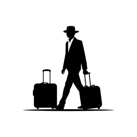 Man with luggage Silhouette Icon Designのイラスト素材