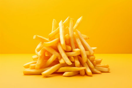 Vibrant Background Featuring an Isolated French Fryの素材