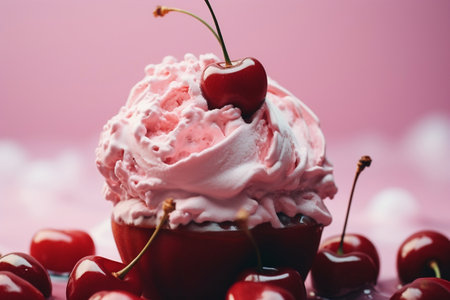 High-Quality 4K Photography Capturing a Juicy Cherry on Topの素材