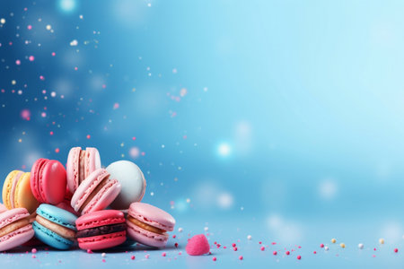 Holiday Sweet Food Banner Featuring Flying Cake and Macaronsの素材