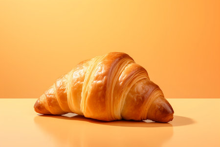 High-Quality Minimalist Stock Photography: Croissant on a Simple Backgroundの素材