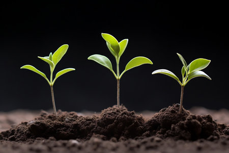 High-Quality Minimalist Stock Photography: Growth of Plants in Soilの素材