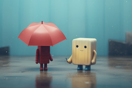 Minimalist Friendship Illustration Created with Octane Renderの素材