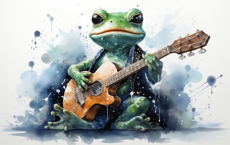 Frog Singing Watercolor Nursery Art Styleの素材