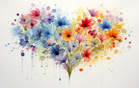 Heart-Shaped Flowers in Delicate Watercolorの素材