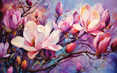 Magnificent Magnolia Artwork by Leonid Afremovの素材