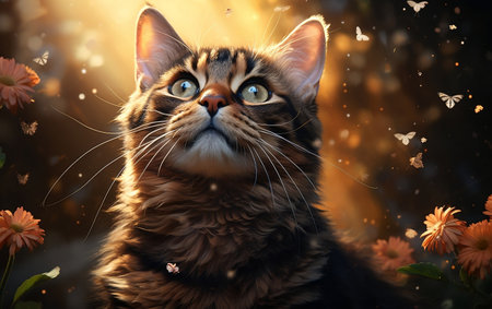 Serene Feline Portrait Amid Rustic Beautyの素材