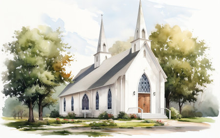 Detailed Watercolor Illustration of a Weddingの素材