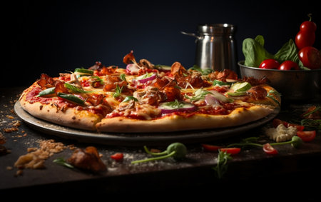 Commercial Cravings: Pizza in Stylish Grey Background.の素材