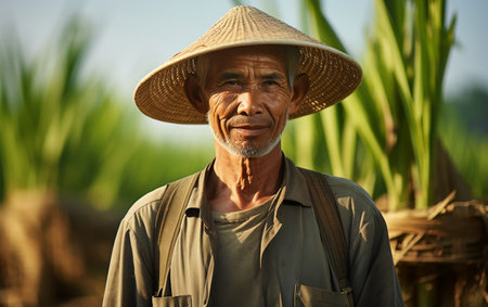 Cultural Essence: Full Body Portrait of a Traditional Asian.の素材