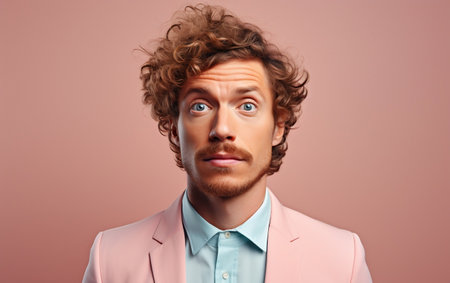 Indoor Photoshoot Handsome Aged Man on Solid Backgroundの素材