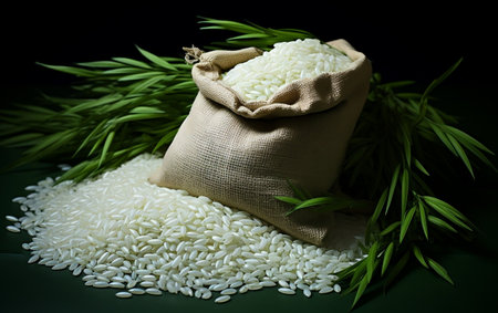 Raw Potential: Uncooked Rice in a Bag.の素材