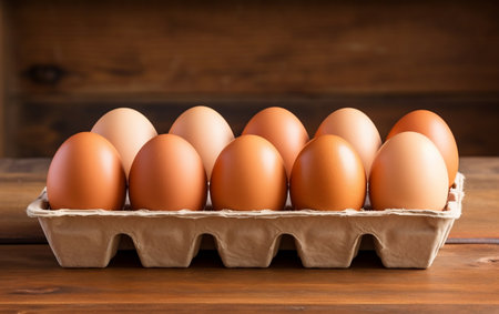 Farm-Fresh Uncooked Eggs Set on the Tableの素材