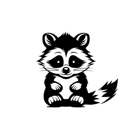 Minimal Raccoon Silhouette Iconのイラスト素材
