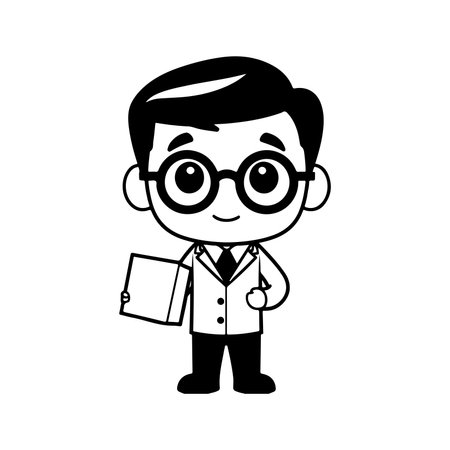 Super Simple Black and White Teacher Vectorのイラスト素材