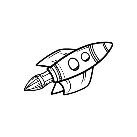 Super Simple Black and White Rocket Shape Vectorのイラスト素材
