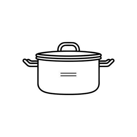 Lineal Cooking Pot Vector on White Backgroundのイラスト素材