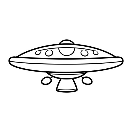 Super Simple Black and White UFO Shape Vectorのイラスト素材