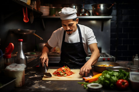 Masterful Culinary Artistry: Mexican Chef's Kitchen Magic.の素材