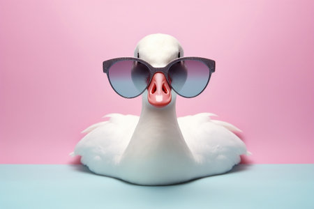 Cool Swan: Avian Elegance in Shades.の素材