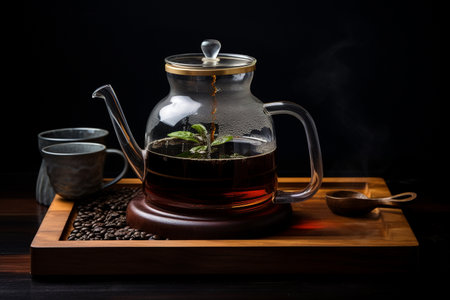 Pour-Over Coffee in Glass Teapot.の素材