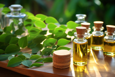 Copaiba's Healing Touch: The Power of Fresh Leaves and Essential Oil.の素材