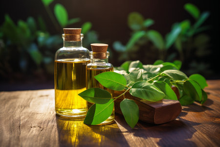 Copaiba's Healing Touch: The Power of Fresh Leaves and Essential Oil.の素材